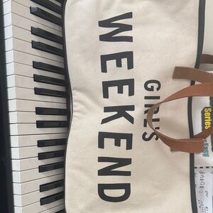 Trendy Tan and Cream Girls Weekend Tote